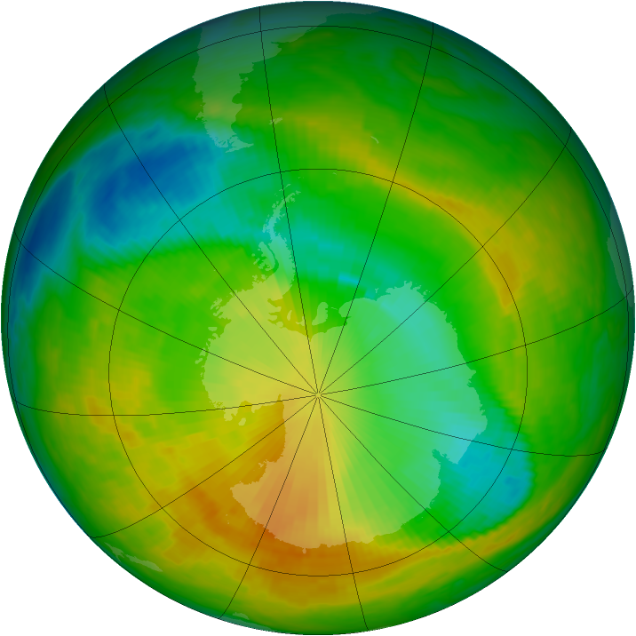 Antarctic ozone map for 19 November 1991
